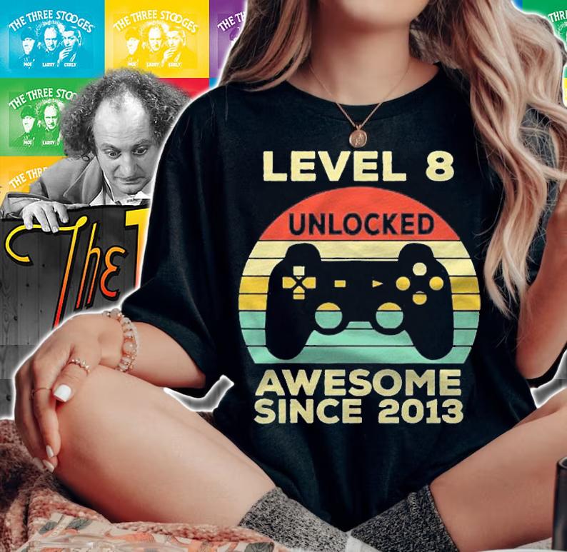 Level 8 Unlocked Birthday 8 Years Old Awesome Since 2013 Ver2 shirt t-shirt