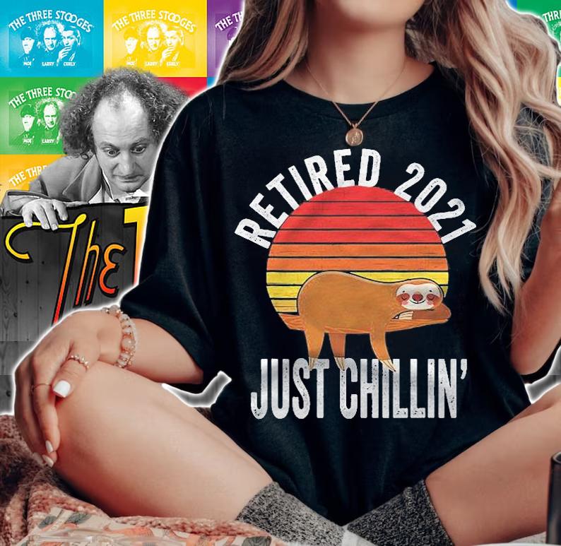 Retired 2021 Vintage Sunset Sloth Retirement Just Chilling Shirt t-shirt woman shirt