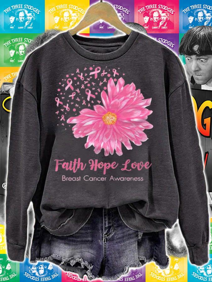 Faith Hope Love Breast Cancer Awareness Flower Pink Gifts Shirt t-shirt