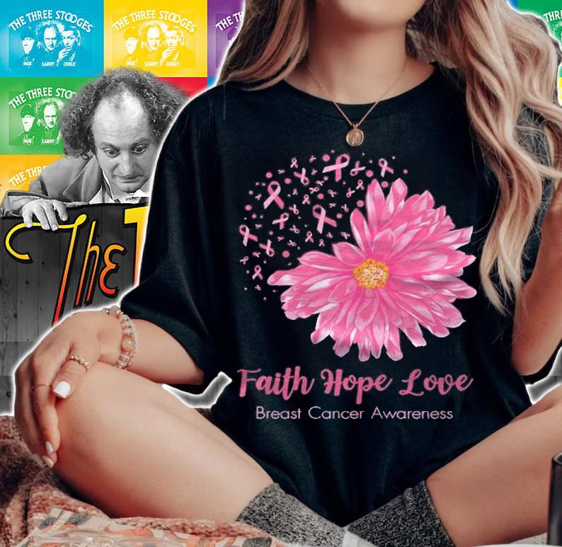 Faith Hope Love Breast Cancer Awareness Flower Pink Gifts Shirt t-shirt