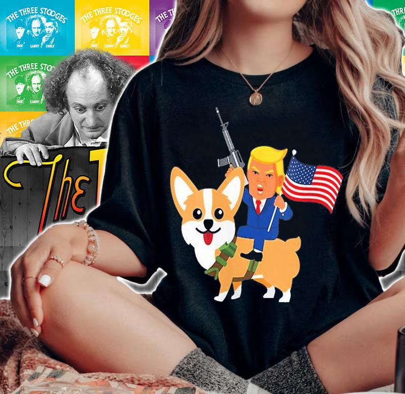 Trump Corgi Gun Merica Election Donald Trump T-Shirt t-shirt woman shirt