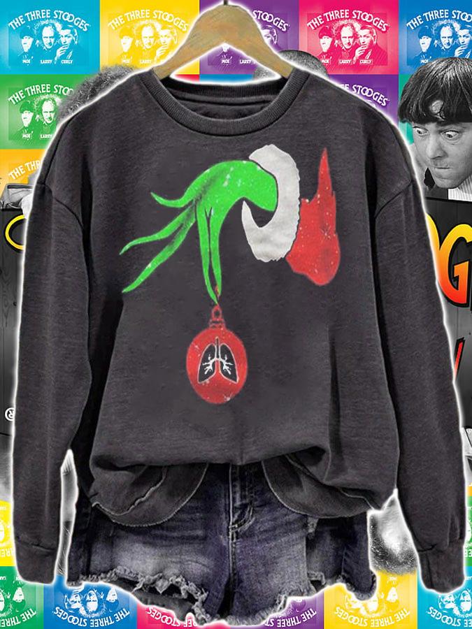 Grinch Hand Holding Lung Ornament Chrsitmas Sweater Shirt t-shirt