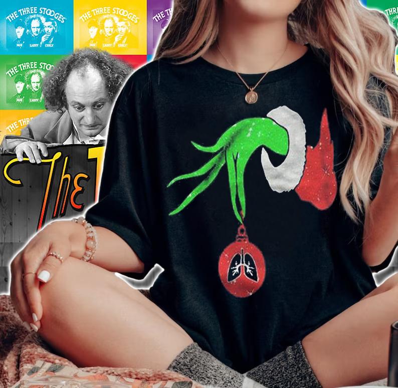 Grinch Hand Holding Lung Ornament Chrsitmas Sweater Shirt t-shirt