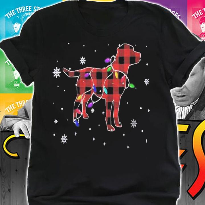 Funny Labrador Retriever Dog Christmas Lights Red Plaid Dog Shirt