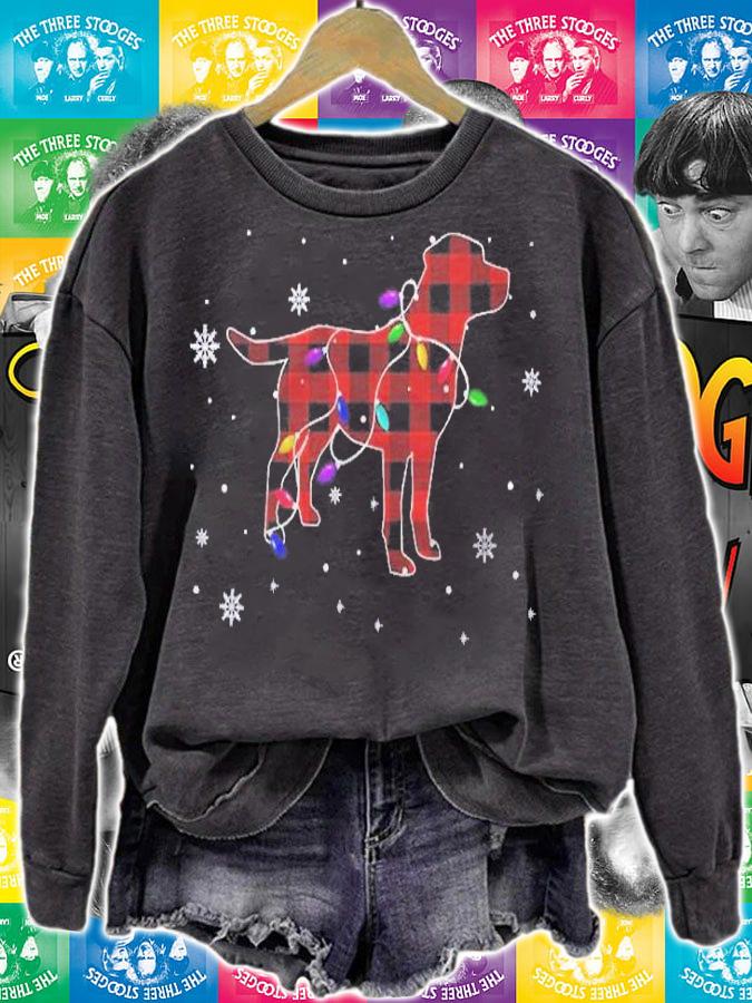 Funny Labrador Retriever Dog Christmas Lights Red Plaid Dog Shirt