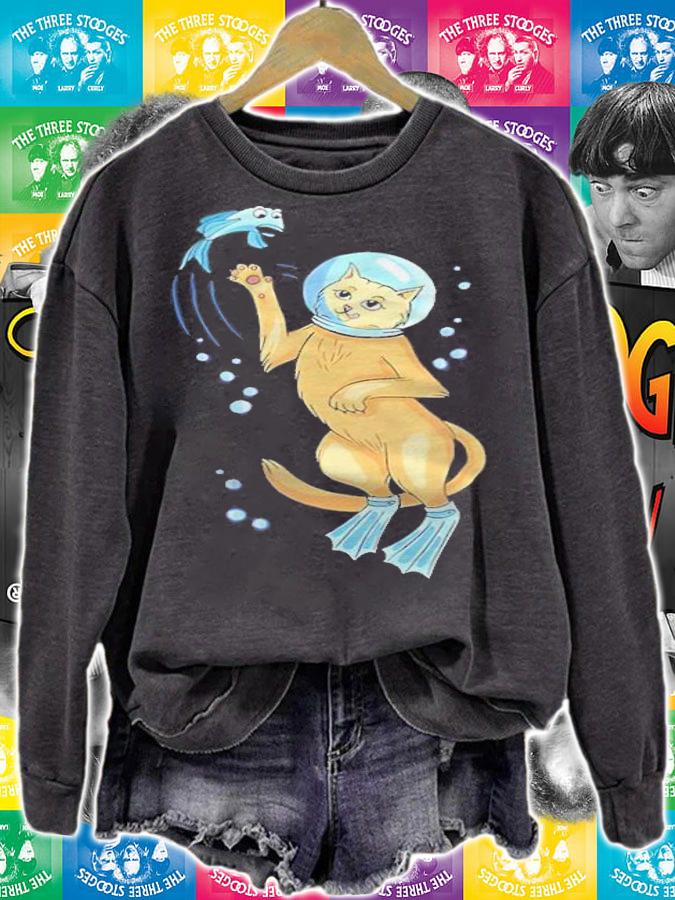 Diving Cat With Fish I Deep Diving I Heliox Shirt sweatshirt