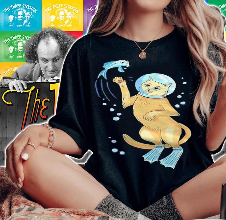 Diving Cat With Fish I Deep Diving I Heliox Shirt woman shirt