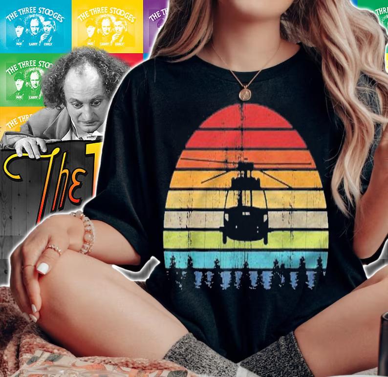 Retro Helicopter Pilot Aviator Blackhawk Vintage Heli Shirt