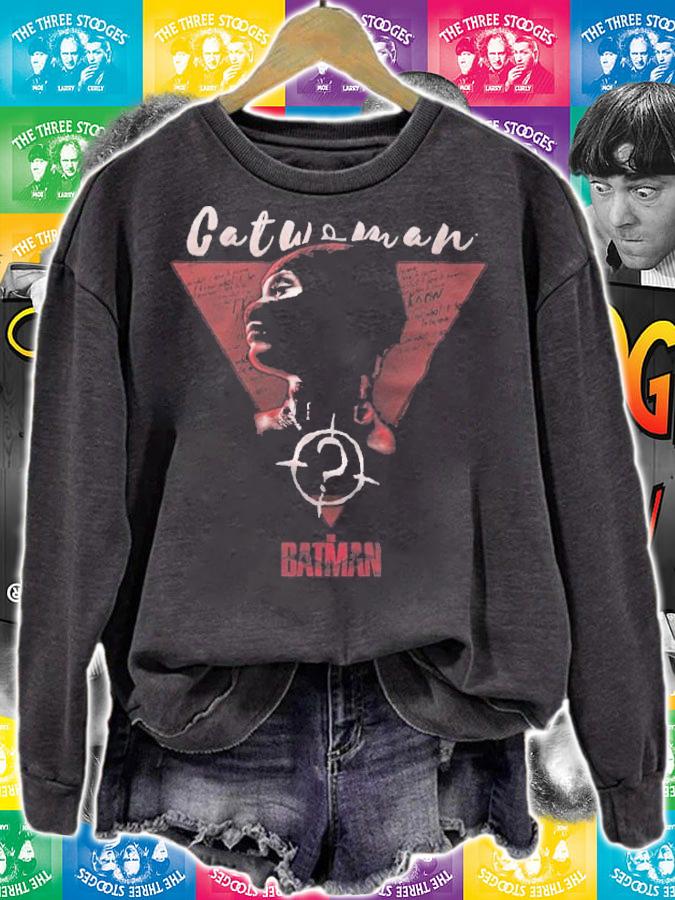 The Batman red Catwoman silhouette T-shirt sweatshirt