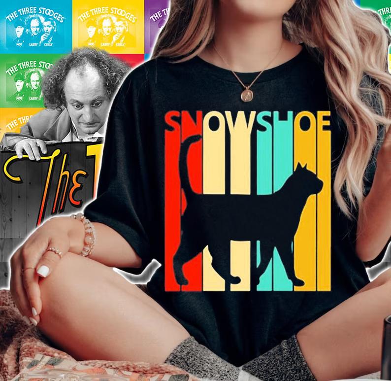 Vintage Retro Snowshoe Cat Lover T-Shirt woman shirt
