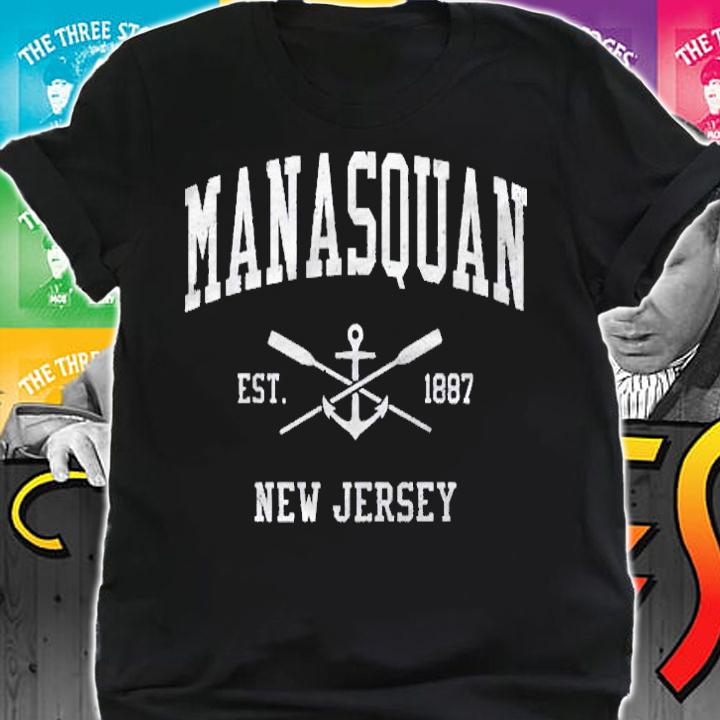 Manasquan Nj Vintage Crossed Oars & Boat Anchor Sports shirt shirt