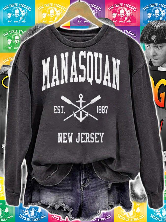 Manasquan Nj Vintage Crossed Oars & Boat Anchor Sports shirt sweatshirt