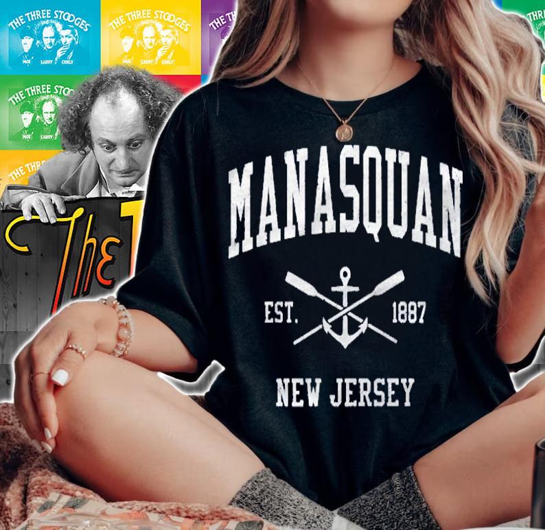 Manasquan Nj Vintage Crossed Oars & Boat Anchor Sports shirt woman shirt
