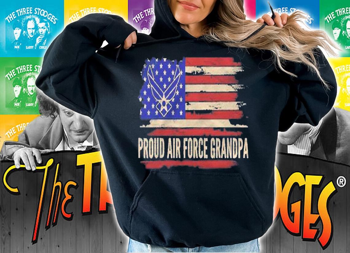 Vintage Proud Air Force Grandpa American Flag Veteran Gift Shirt