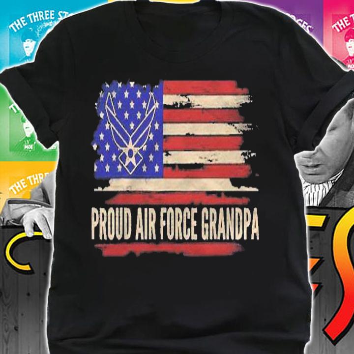 Vintage Proud Air Force Grandpa American Flag Veteran Gift Shirt