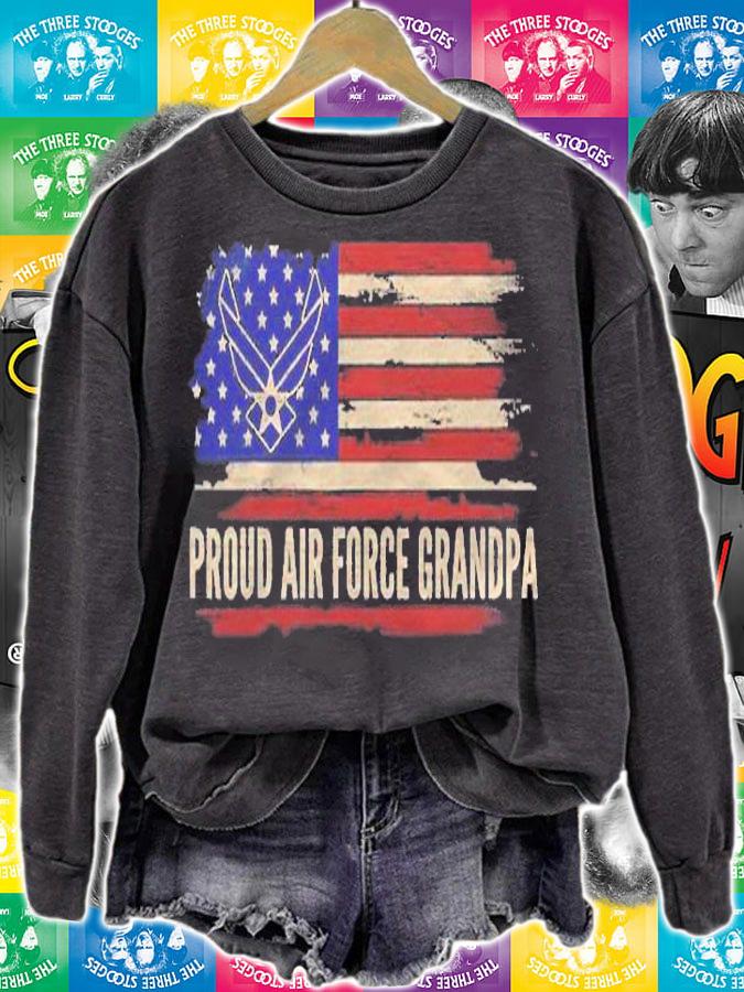 Vintage Proud Air Force Grandpa American Flag Veteran Gift Shirt
