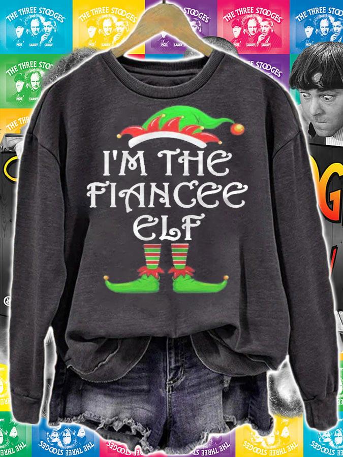 Womens Im The Fiancee Elf Shirt Matching Family Group Christmas Shirt