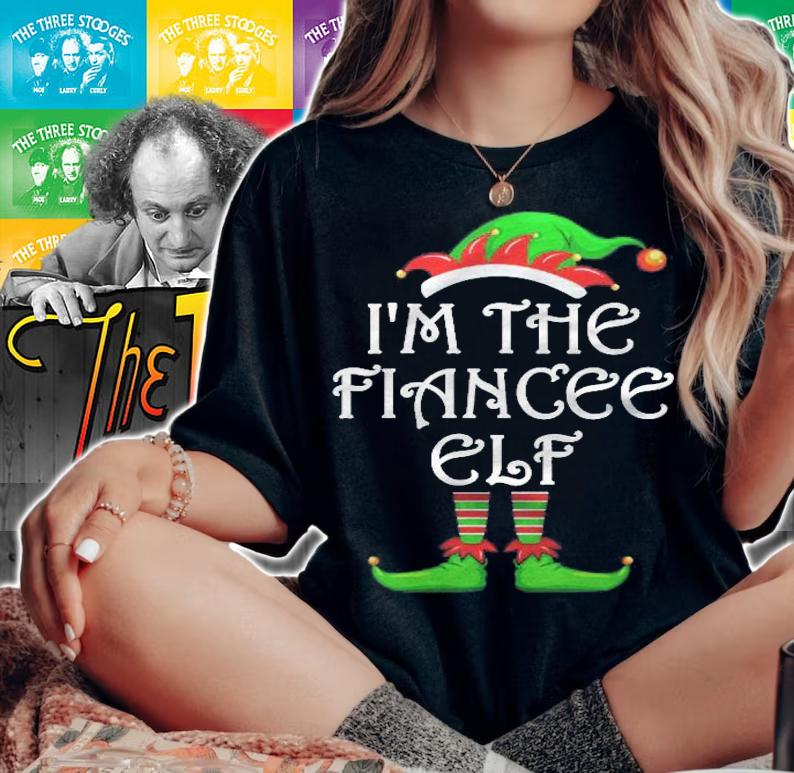 Womens Im The Fiancee Elf Shirt Matching Family Group Christmas Shirt