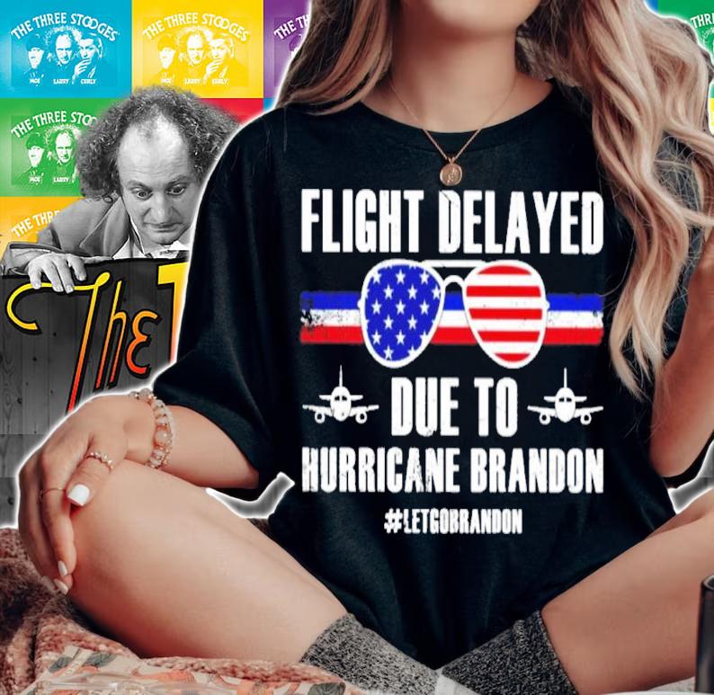 Glasses American Flag Flight Delayed Due To Hurricane Brandon #Letgobrandon Shirt woman shirt