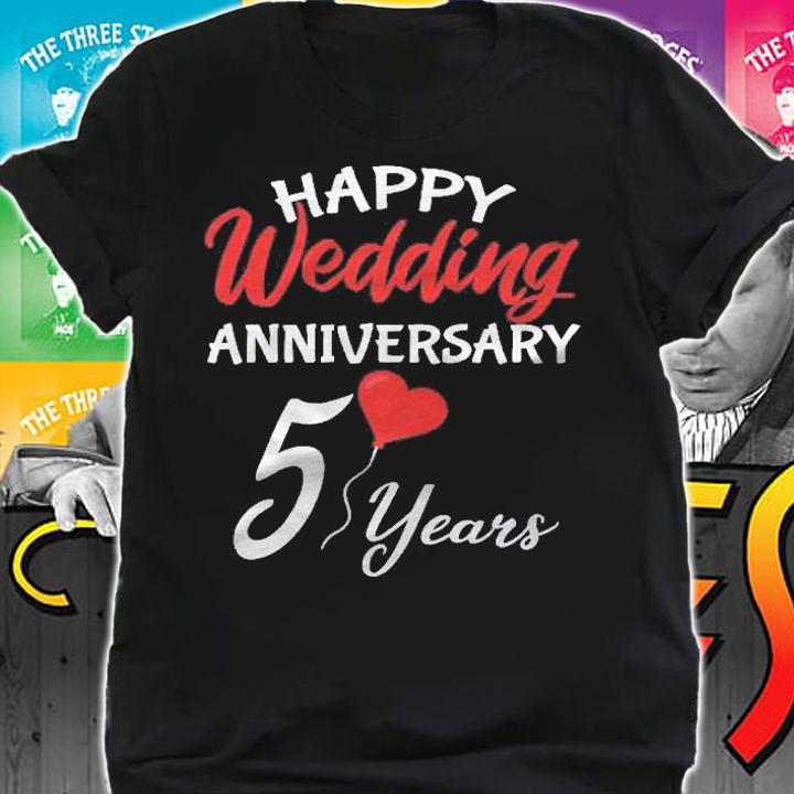 Happy 5Th Wedding Anniversary Heart Love For Him Her Couple Shirt shirt