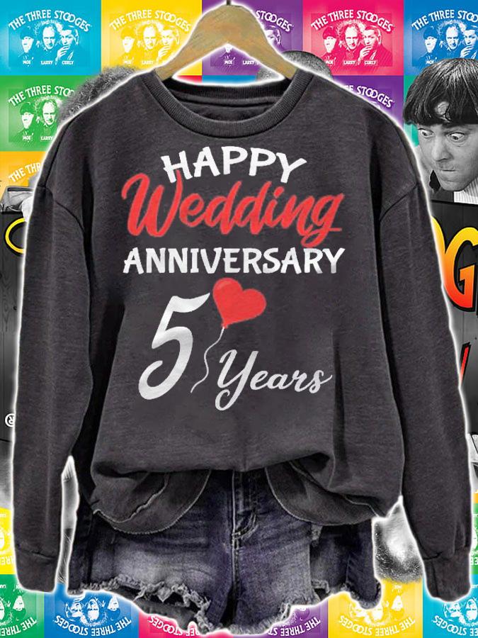 Happy 5Th Wedding Anniversary Heart Love For Him Her Couple Shirt sweatshirt