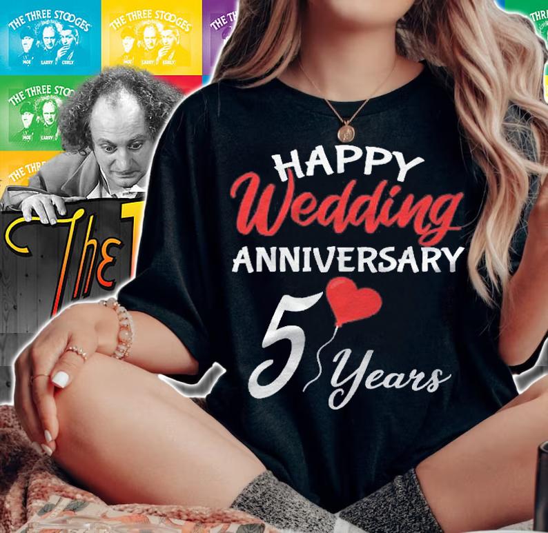 Happy 5Th Wedding Anniversary Heart Love For Him Her Couple Shirt woman shirt