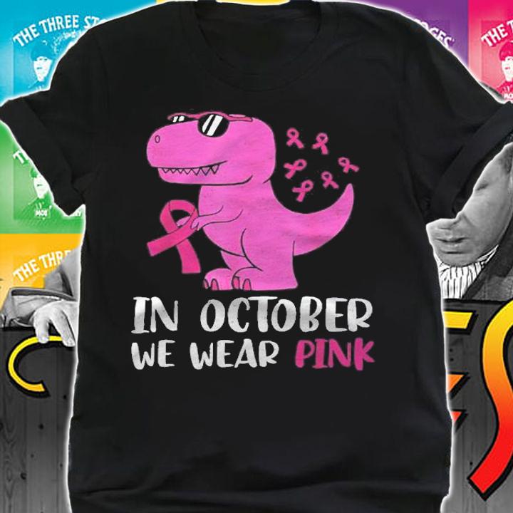 In October We Wear Pink Breast Cancer Awareness Kids Boys Shirt shirt