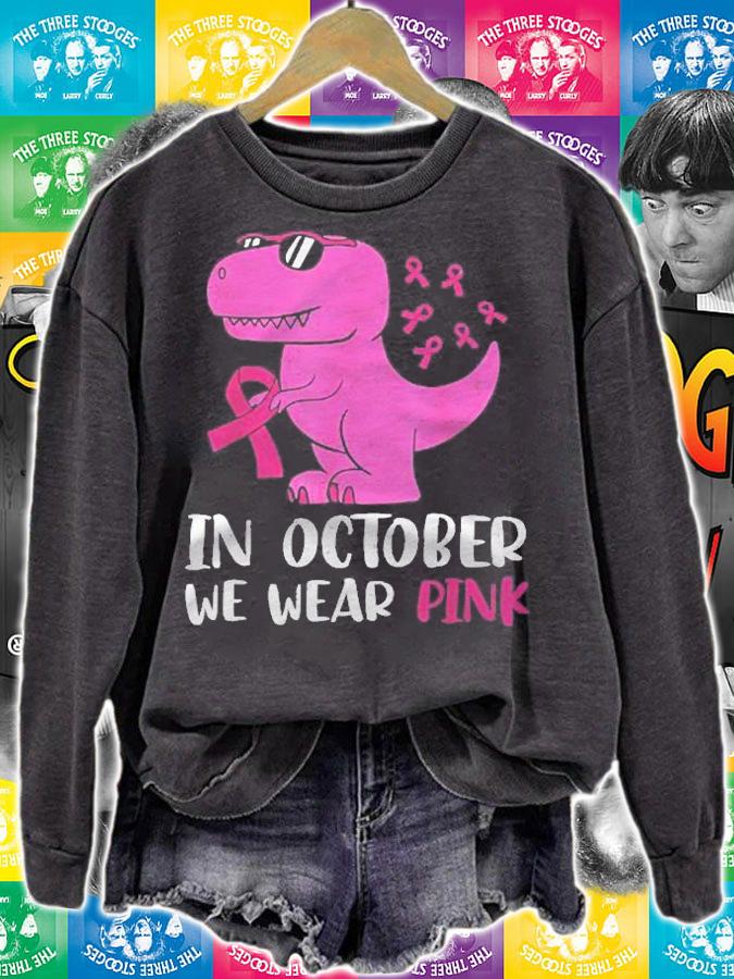 In October We Wear Pink Breast Cancer Awareness Kids Boys Shirt sweatshirt