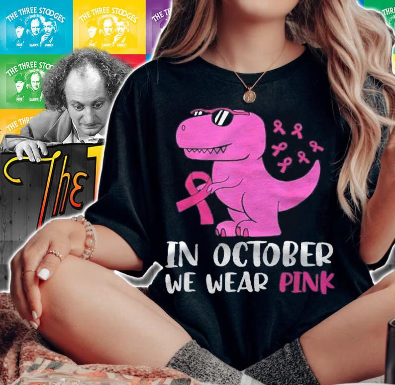 In October We Wear Pink Breast Cancer Awareness Kids Boys Shirt woman shirt