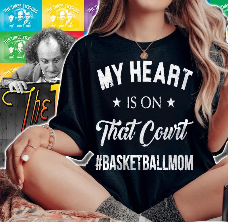 My Heart Is On That Court Mom Gift Basketball Pullover Shirt woman shirt