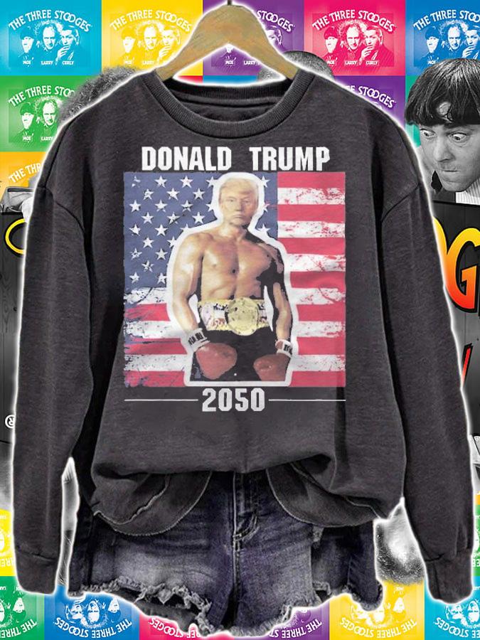 Donald Trump 2050 Boxing USA Flag T-Shirt sweatshirt