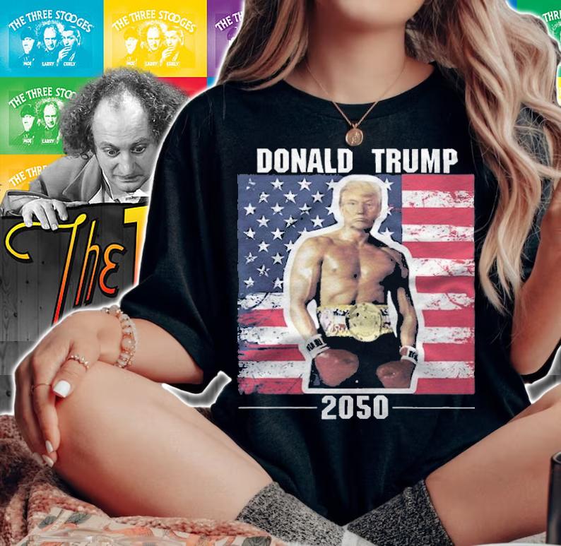 Donald Trump 2050 Boxing USA Flag T-Shirt woman shirt