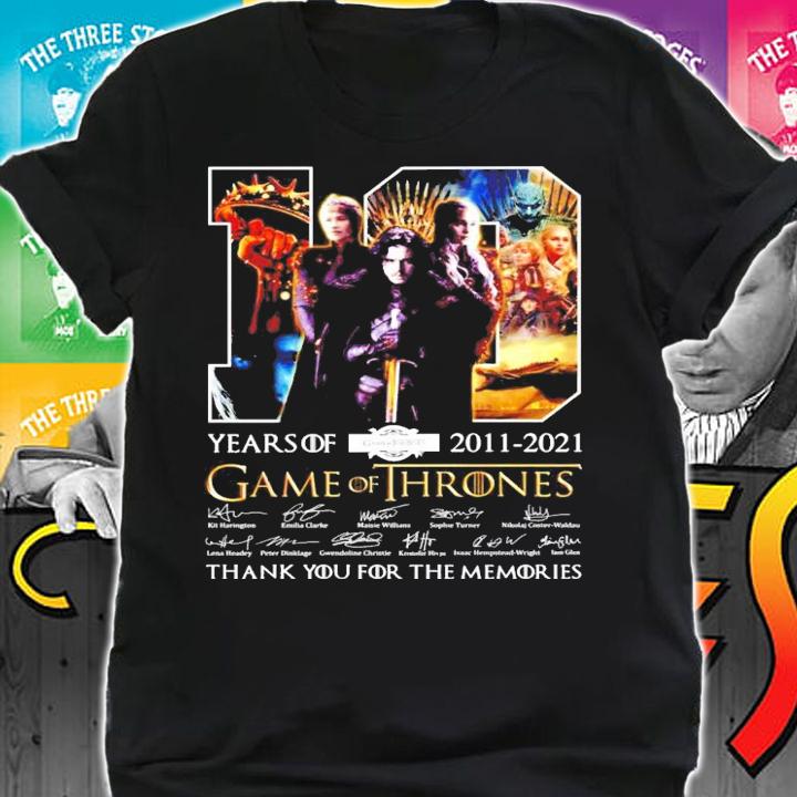 10 years of 2011 2021 Game Of Thrones signatures t-shirt shirt