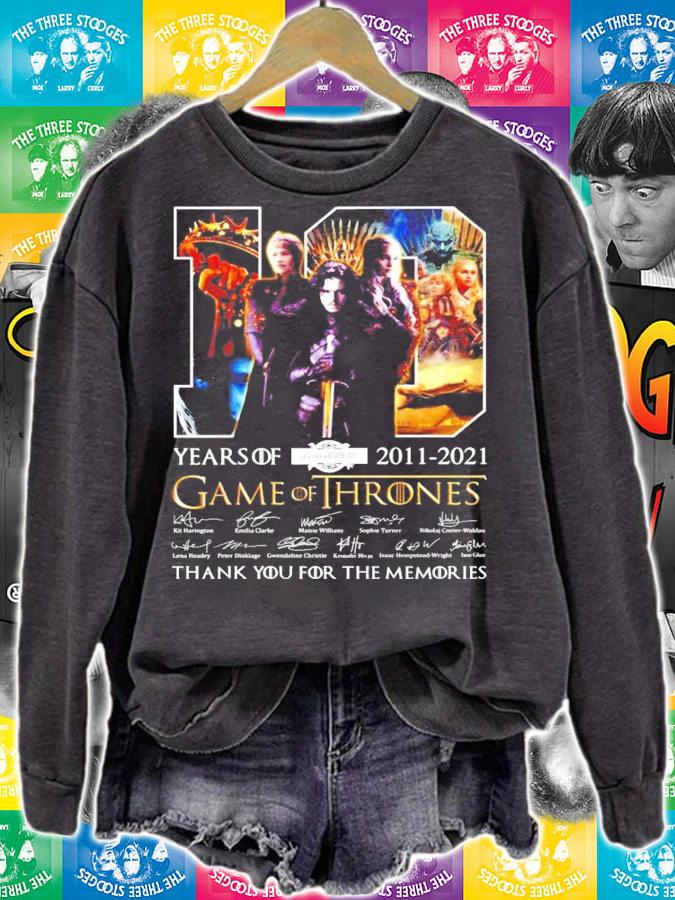 10 years of 2011 2021 Game Of Thrones signatures t-shirt sweatshirt