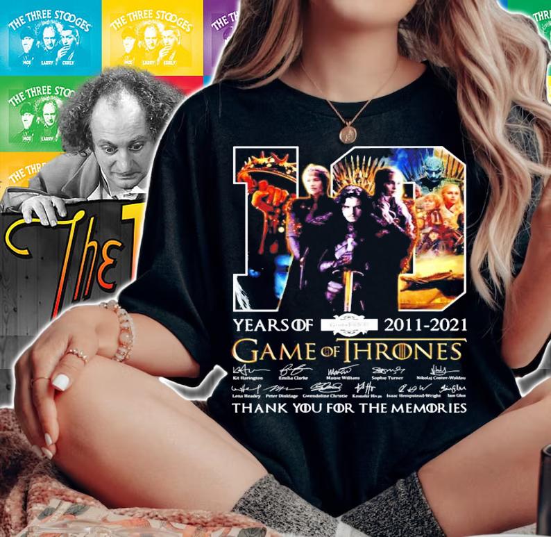 10 years of 2011 2021 Game Of Thrones signatures t-shirt woman shirt
