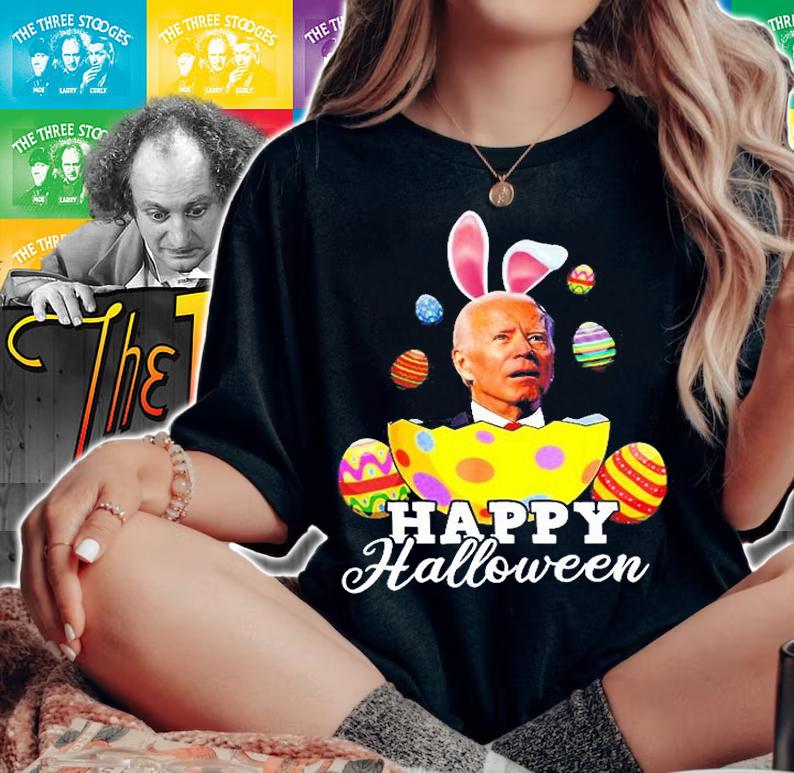 Funny Joe Biden Happy Halloween Confused Easter Biden Bunny T-Shirt woman shirt