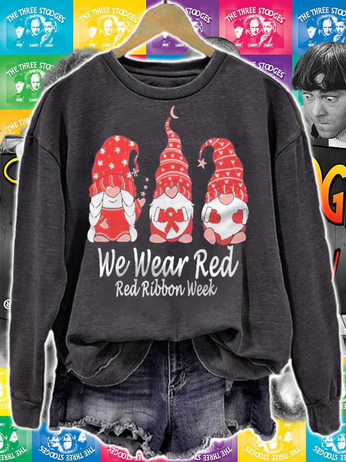 Gnomes Holding Red Ribbon For Red Ribbon Week Awareness Shirt