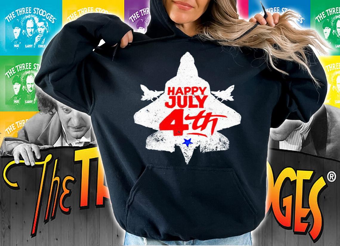 Happy July 4th American Flag Patriotic Vintage Jet Fighter T-Shirt
