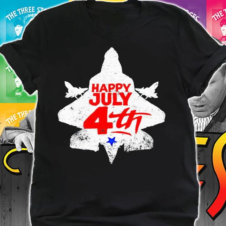 Happy July 4th American Flag Patriotic Vintage Jet Fighter T-Shirt