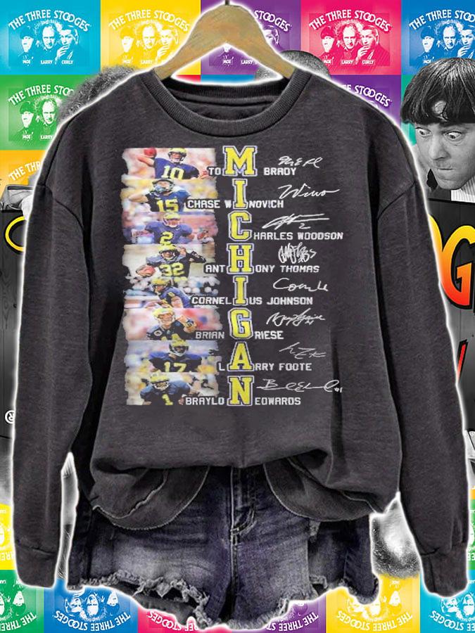 Michigan Wolverines player signatures shirt sweatshirt