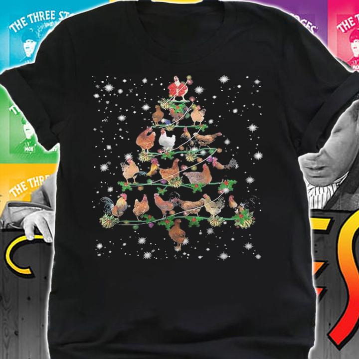 Trending funny Chickens Christmas Tree T-Shirt