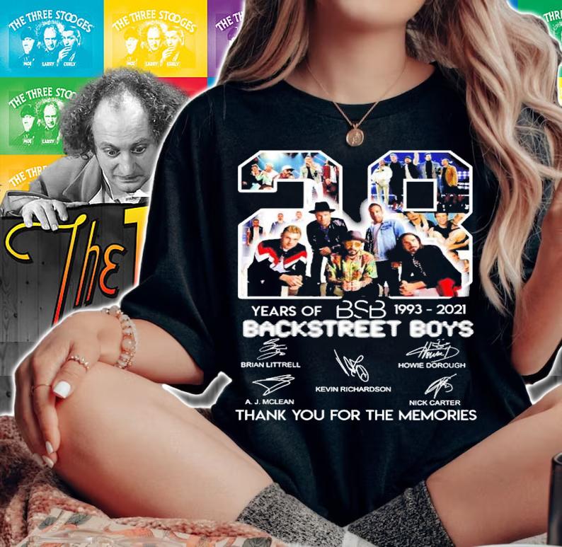 28 years of Backstreet Boys 1993-2021 thank you the memories signatures t-shirt woman shirt