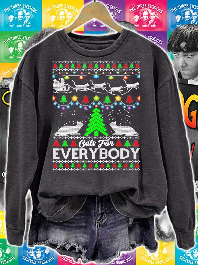Cats For Everybody Funny Ugly Christmas T-Shirt sweatshirt
