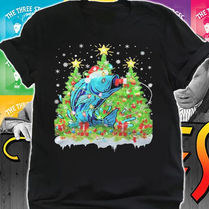Fishing lighting Xmas tree Christmas T-shirt shirt