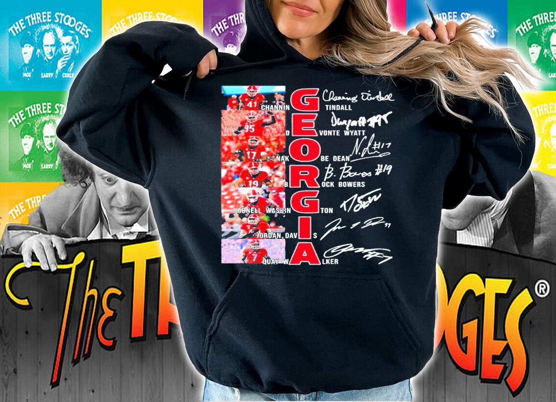 Georgia Bulldogs Channing Tindall Devonte Wyatt Nakobe Dean Brock Bowers signatures shirt hoodie