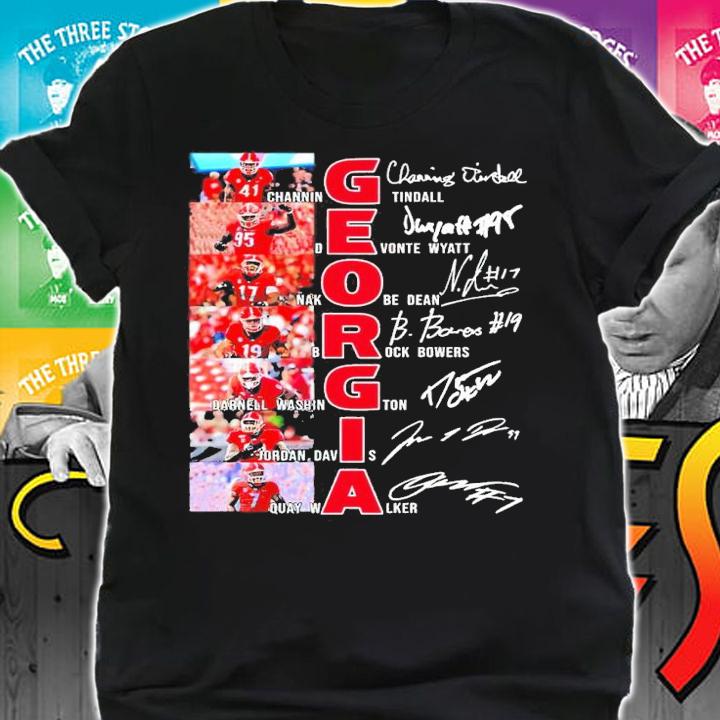 Georgia Bulldogs Channing Tindall Devonte Wyatt Nakobe Dean Brock Bowers signatures shirt shirt