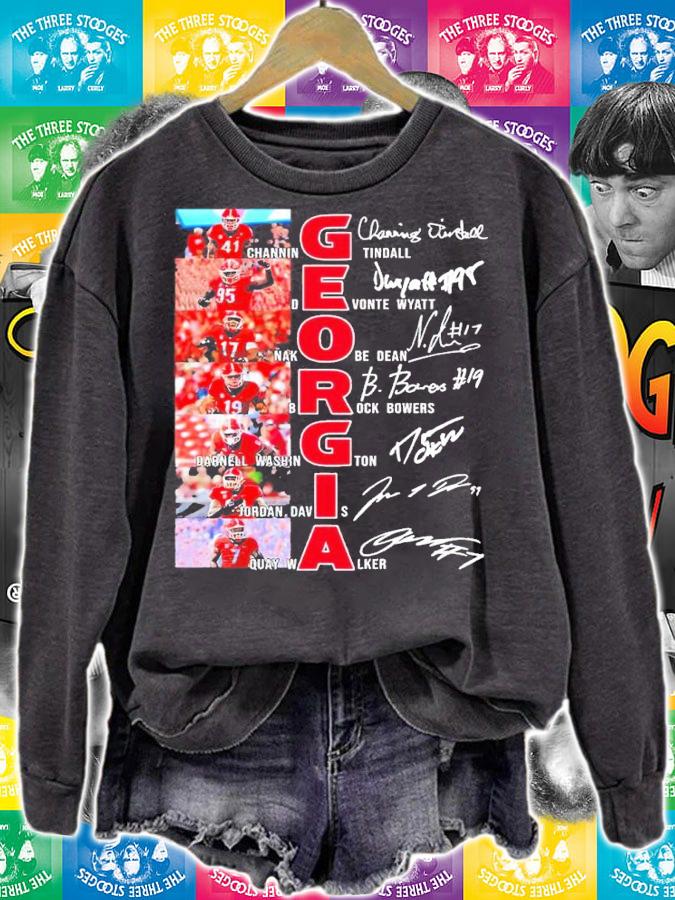 Georgia Bulldogs Channing Tindall Devonte Wyatt Nakobe Dean Brock Bowers signatures shirt sweatshirt
