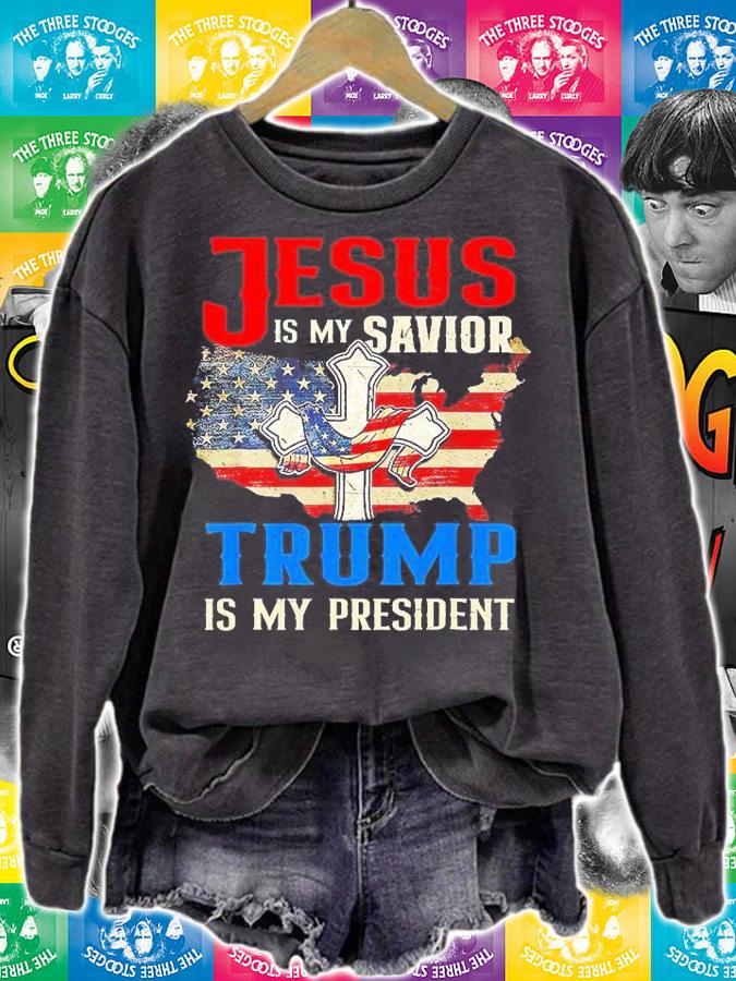Jesus Is My Savior Trump Is My President US Flag T-Shirt sweatshirt