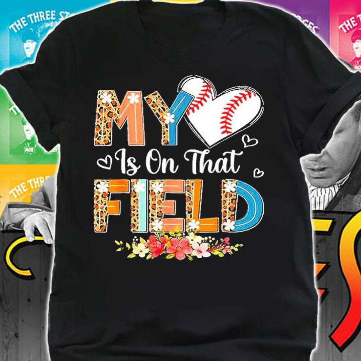 Leopard Baseball Mom My Heart Is On That Field Mothers Day T-Shirt shirt