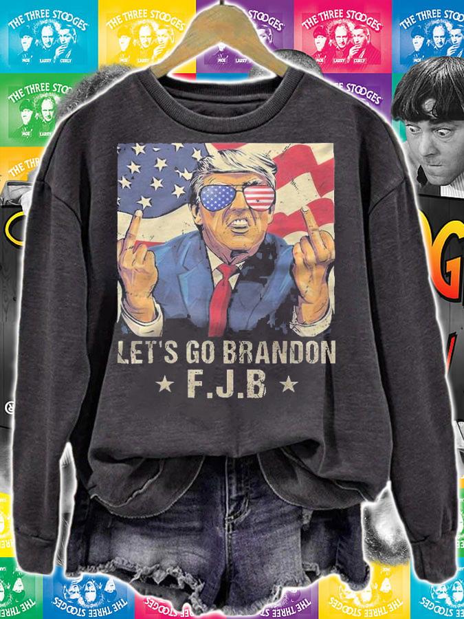 Lets Go Brandon Trump Middle Finger Men Women Vintage T-Shirt sweatshirt